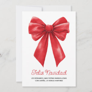 Cartes Pour Fêtes Annuelles Aquarelle Ruban Rouge Feliz Navidad