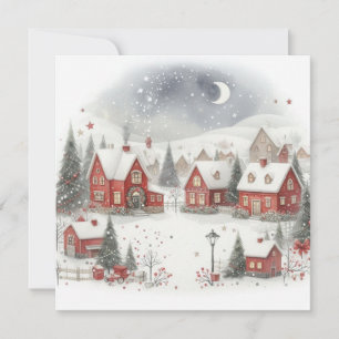 Cartes Pour Fêtes Annuelles Aquarelle Russe Traditionnelle Maisons de Noël