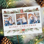 Cartes Pour Fêtes Annuelles Aquarelle rustique Botanique Noël 3 Photo<br><div class="desc">Cette belle carte de Noël rustique boisée, avec nom de famille et année, avec 3 photos encadrées en haut et en bas avec une variété de verdure hivernale aquarelle et pinecones. S'il vous plaît vérifier la collection pour les produits correspondants, et n'hésitez pas à me contacter par Zazzle Conversation pour...</div>