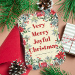 Cartes Pour Fêtes Annuelles Aquarelle rustique botanique rouge non photo<br><div class="desc">Rustique moderne non photo botanique d'hiver Très Joyeux Noël tendance audacieuse carte de vacances typographie avec bordeaux rouge et vert sauge bordures de pins cônes, baies, bouges, et feuillage sur un arrière - plan crème jaune pâle. Facile à personnaliser avec votre texte et votre signature ! Vous pouvez utiliser l'envers...</div>