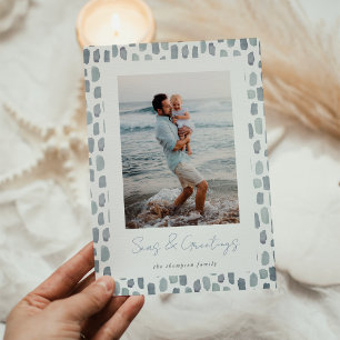 Cartes Pour Fêtes Annuelles Aquarelle Seaglass   Photo côtière minimale modern