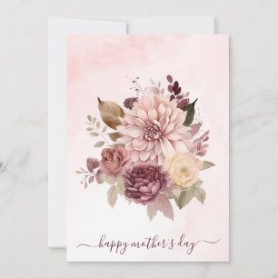 Cartes Pour Fêtes Annuelles Aquarelle Sepia Fleurs roses  Bonne fête des mères