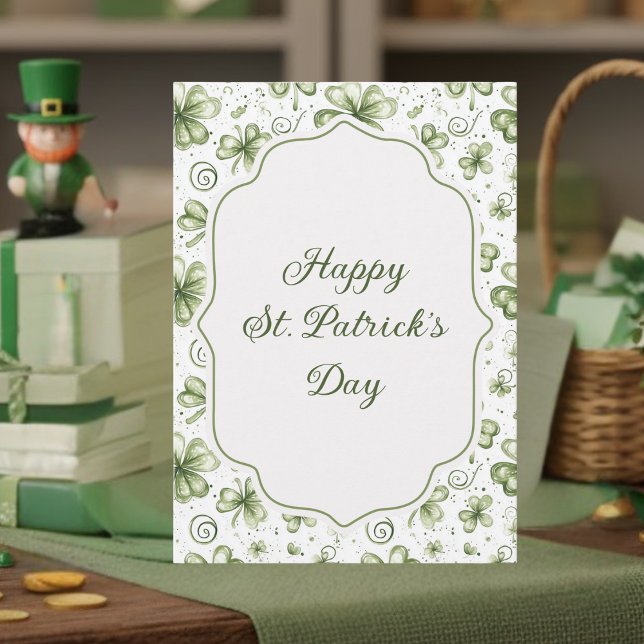 Cartes Pour Fêtes Annuelles Aquarelle Shamrocks verts Joyeuse Saint-Patrick (Créateur téléchargé)