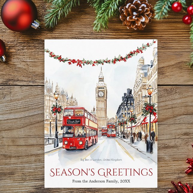Cartes Pour Fêtes Annuelles Aquarelle Sketch Big Ben Londres Voyage Noël (Watercolor Sketch Big Ben London Travel Christmas Holiday Postcard)