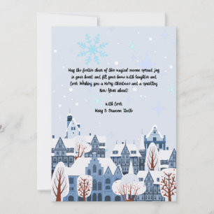Cartes Pour Fêtes Annuelles Aquarelle Snow Village scène d'hiver