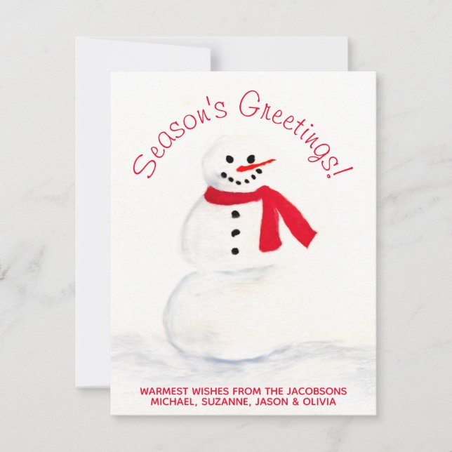Cartes Pour Fêtes Annuelles Aquarelle Snowman Bonnes Fêtes avec photo (Devant)