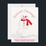 Cartes Pour Fêtes Annuelles Aquarelle Snowman Bonnes Fêtes avec photo<br><div class="desc">Cette carte de vacances amusante comprend un bonhomme de neige à l'aquarelle peinte à la main avec un nez de carotte et un foulard rouge. Le message dit : Bonnes Fêtes ! mais il peut être customisé à tout ce que vous voulez. En dessous se trouve l'espace pour une note...</div>