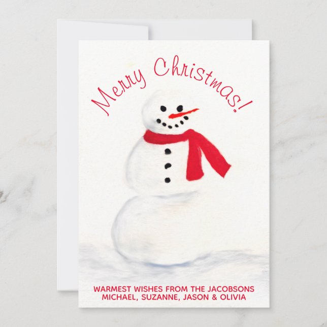 Cartes Pour Fêtes Annuelles Aquarelle Snowman Joyeux Noël Photo Retour (Devant)