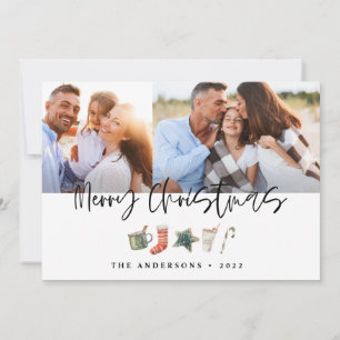 Cartes Pour Fêtes Annuelles Aquarelle sucre de canne de boissons de Noël