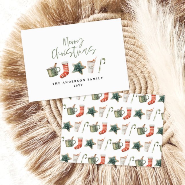 Cartes Pour Fêtes Annuelles Aquarelle sucre de canne de boissons de Noël (Créateur téléchargé)