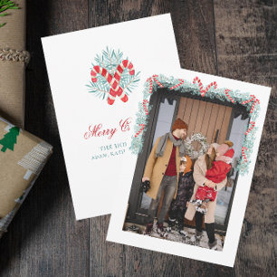 Cartes Pour Fêtes Annuelles Aquarelle Sucre de canne Garland Noël