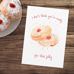 Cartes Pour Fêtes Annuelles Aquarelle Sufganiyot Jelly Donut Funny Hanoukka