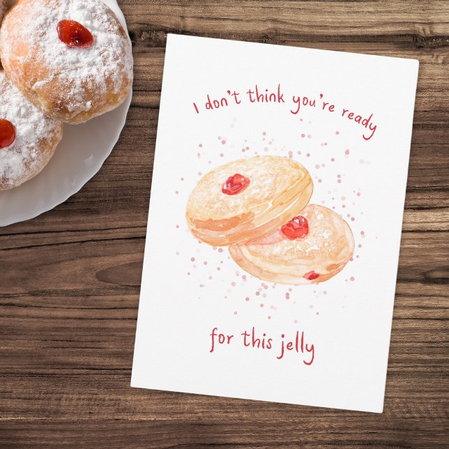 Cartes Pour Fêtes Annuelles Aquarelle Sufganiyot Jelly Donut Funny Hanoukka (Créateur téléchargé)