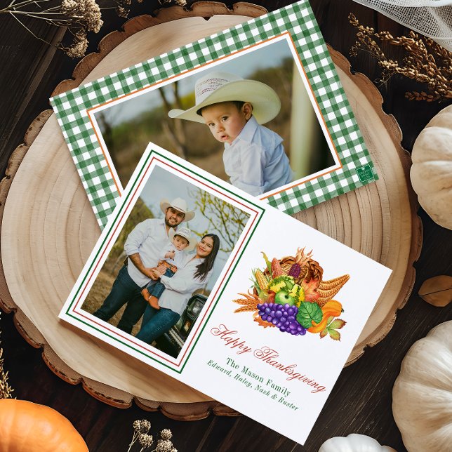 Cartes Pour Fêtes Annuelles Aquarelle Thanksgiving Cornucopia Photo (Créateur téléchargé)