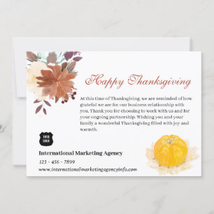 Cartes Pour Fêtes Annuelles Aquarelle Thanksgiving Pour Client Professionnel
