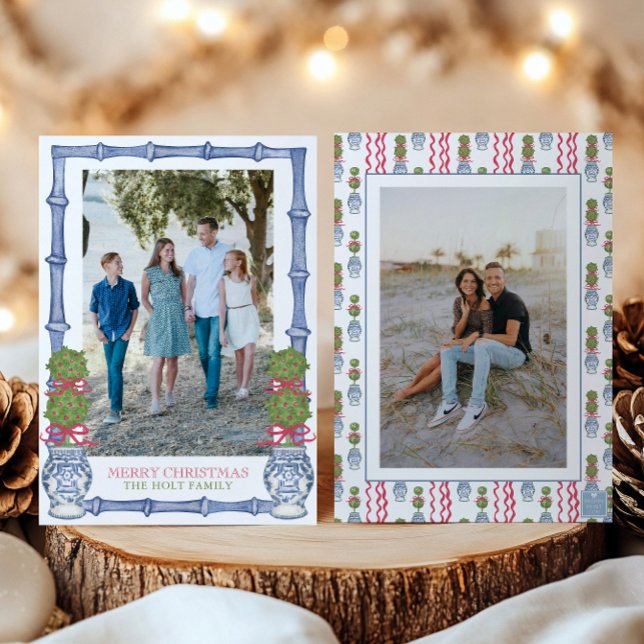 Cartes Pour Fêtes Annuelles Aquarelle Topiary Bamboo Photo (Créateur téléchargé)