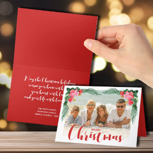 Cartes Pour Fêtes Annuelles Aquarelle Tropical Floral Photo de Noël