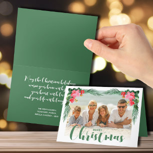Cartes Pour Fêtes Annuelles Aquarelle Tropical Floral Photo de Noël