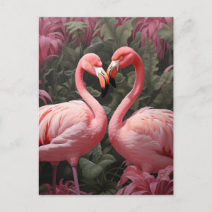Cartes Pour Fêtes Annuelles Aquarelle Tropical Rose Flamant rose Romance