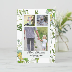 Cartes Pour Fêtes Annuelles Aquarelle Verdure & baies 3 Photo Noël