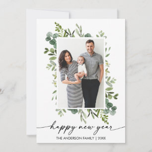 Cartes Pour Fêtes Annuelles Aquarelle Verdure Calligraphie Encre Bonne année