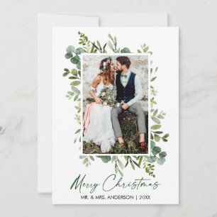 Cartes Pour Fêtes Annuelles Aquarelle Verdure calligraphie Mariage d'encre ver