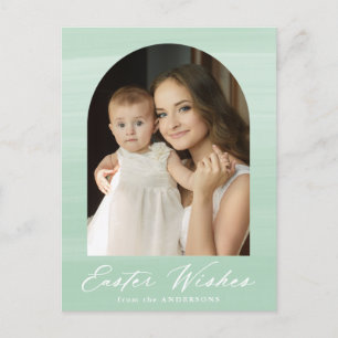 Cartes Pour Fêtes Annuelles Aquarelle verte à la menthe Arch 2 Photo voeux de