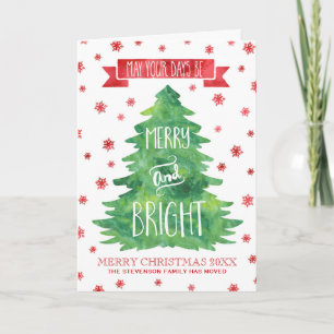 Cartes Pour Fêtes Annuelles Aquarelle verte Arbre de Noël Nous avons Déménagé 
