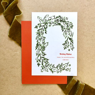 Cartes Pour Fêtes Annuelles Aquarelle verte Fer de Noël Entreprise