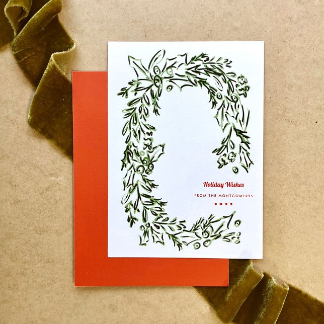 Cartes Pour Fêtes Annuelles Aquarelle verte Fer de Noël Entreprise (Créateur téléchargé)