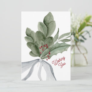 Cartes Pour Fêtes Annuelles Aquarelle verte Noël personnalisé