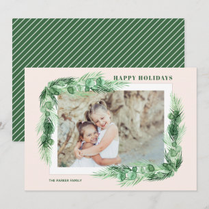 Cartes Pour Fêtes Annuelles Aquarelle verte Photo de Noël