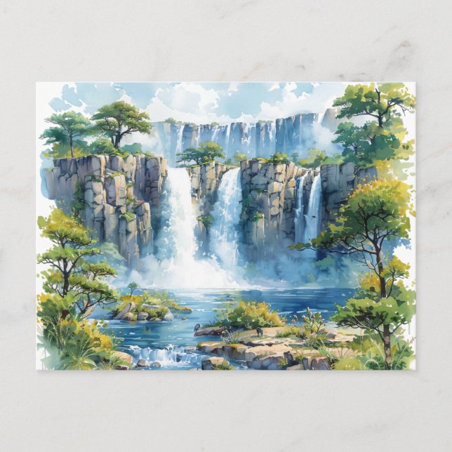 Cartes Pour Fêtes Annuelles Aquarelle Victoria Falls 2 Nature (Devant)