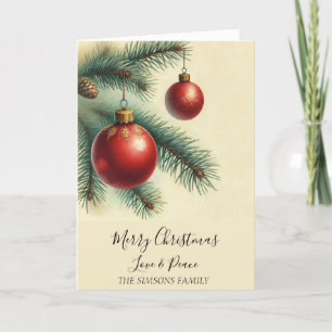 Cartes Pour Fêtes Annuelles Aquarelle vintage Arbre de Noël Joyeux et lumineux