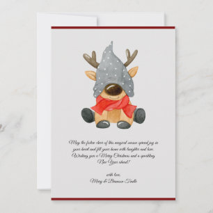 Cartes Pour Fêtes Annuelles Aquarelle Vintage Christmas Reindeer Gnome