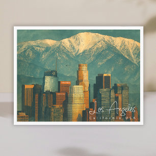 Cartes Pour Fêtes Annuelles Aquarelle vintage de Los Angeles Californie rétr