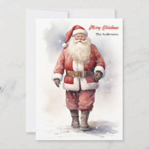 Cartes Pour Fêtes Annuelles Aquarelle vintage Noël du Père Noël