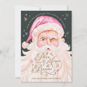 Cartes Pour Fêtes Annuelles Aquarelle Vintage rétro Merry & Rose Santa Claus
