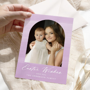 Cartes Pour Fêtes Annuelles Aquarelle violette Arch 2 Photo voeux de Pâques