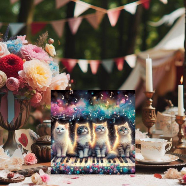 Cartes Pour Fêtes Annuelles Aquarelle Whimsical Rainbow Cats Valentine (Créateur téléchargé)