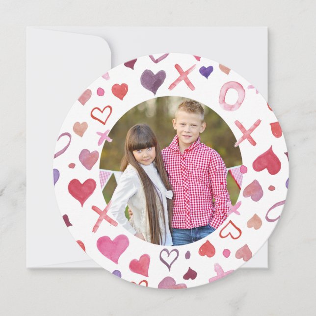 Cartes Pour Fêtes Annuelles Aquarelle XOXO Valentine's Day Cards (Devant)