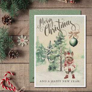 Cartes Pour Fêtes Annuelles Aquarelle Yorkshire Terrier Yorkie Vintage