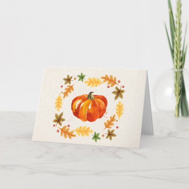 Cartes Pour Fêtes Annuelles Aquarelles Citrouilles de Thanksgiving (Devant)