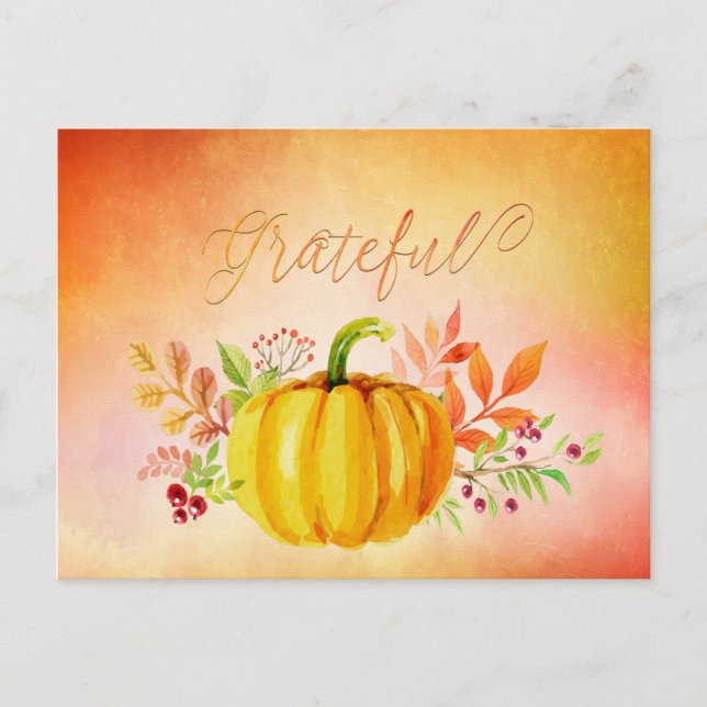 Cartes Pour Fêtes Annuelles Aquarelles "gracieuses" de Thanksgiving (Devant)