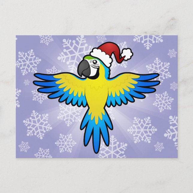 Cartes Pour Fêtes Annuelles Ara/perroquet de Noël (Devant)