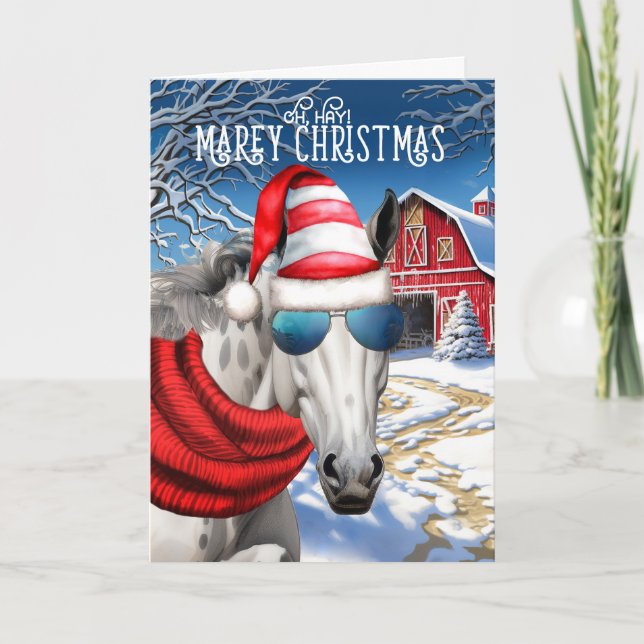 Cartes Pour Fêtes Annuelles Arabian Dappy Grey Horse Funny MAREy Christmas (Devant)