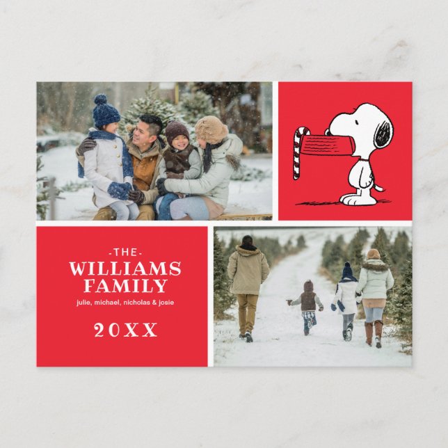 Cartes Pour Fêtes Annuelles Arachides Noël Snoopy Famille Photo Collage (Devant)