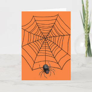 Cartes Pour Fêtes Annuelles Araignée d'Halloween sur Orange