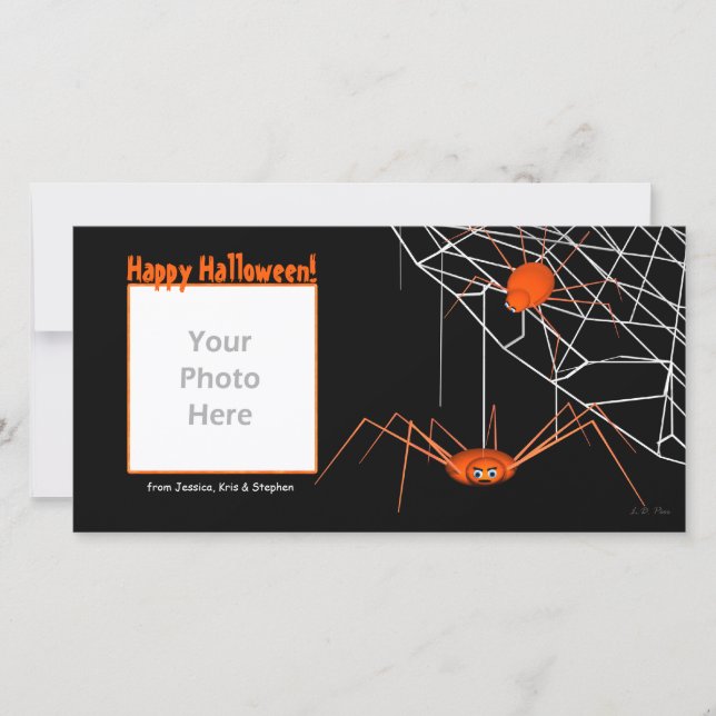 Cartes Pour Fêtes Annuelles Araignées d'Halloween orange (Devant)