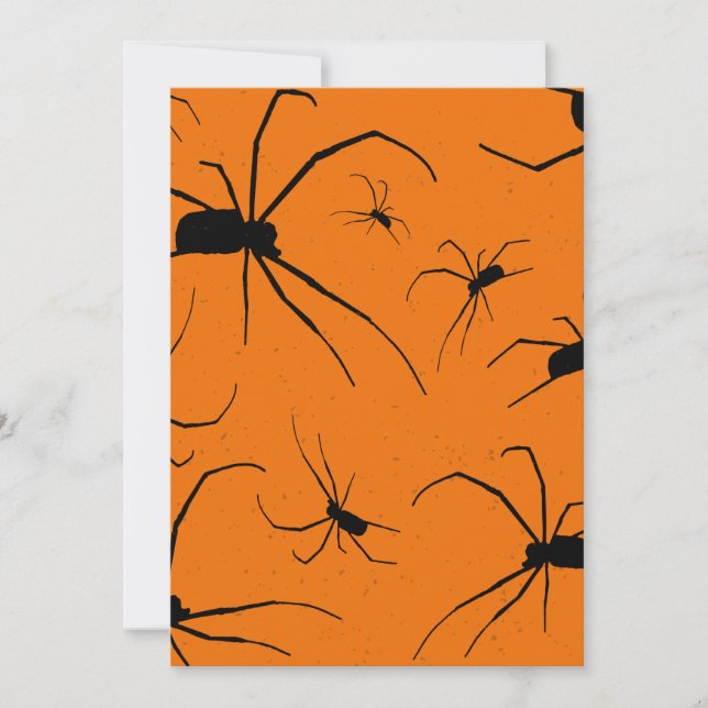 Cartes Pour Fêtes Annuelles Araignées d'Halloween orange Motif, Araignée noire (Devant)